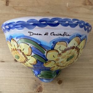 Duca di Camastra Italian Wall Pocket Hand-Painted Sunflowers Ceramic Planter